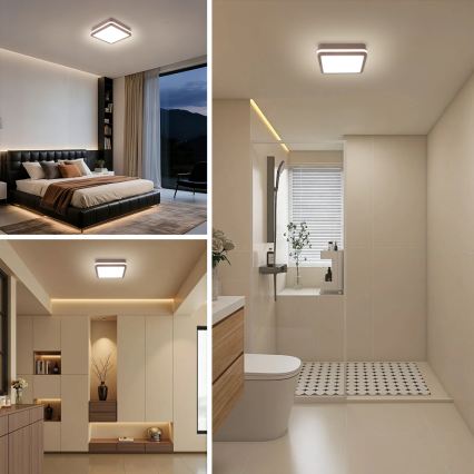 Brilagi - Candeeiro de teto LED para exterior BENE LED/18W/230V 21,5x21,5 cm castanho IP54