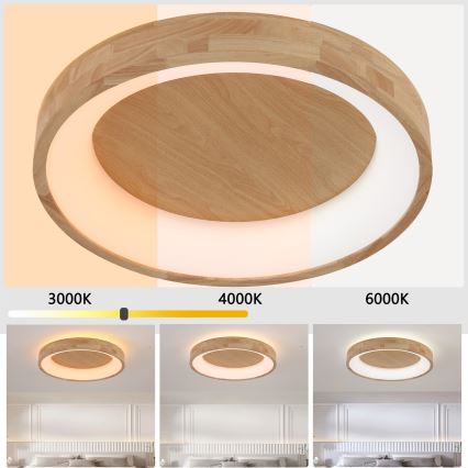 Brilagi - Candeeiro de teto LED FALCON WOOD LED/40W/230V 3000/4000/6000K, diâmetro 60 cm, acabamento em madeira