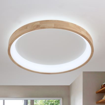 Brilagi - Luminária de Teto LED FALCON WOOD LED/60W/230V 3000/4000/6000K, diâmetro 80 cm, acabamento em madeira