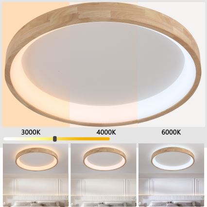 Brilagi - Luminária de Teto LED FALCON WOOD LED/60W/230V 3000/4000/6000K, diâmetro 80 cm, acabamento em madeira