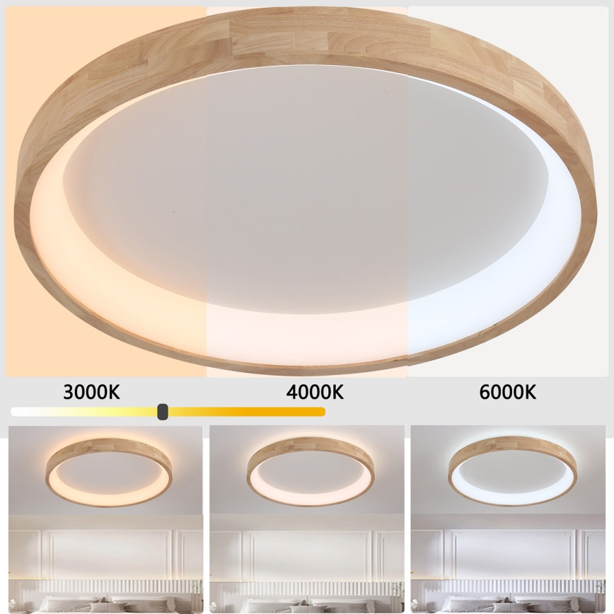 Brilagi - Luminária de Teto LED FALCON WOOD LED/60W/230V 3000/4000/6000K, diâmetro 80 cm, acabamento em madeira