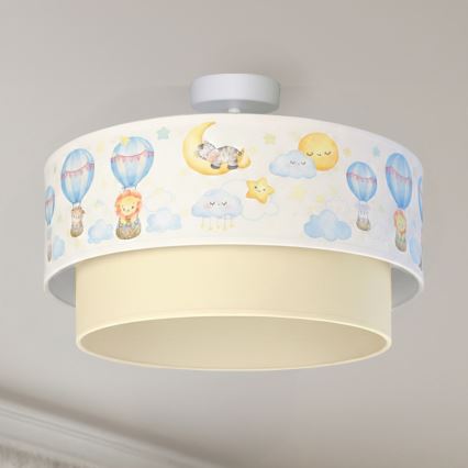 Brilagi - LED Plafon infantil de sobrepor BOBO 1xE27/60W/230V Ø 40 cm branco/bege/estampa de animais