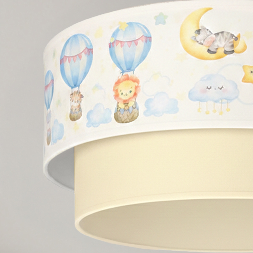 Brilagi - LED Plafon infantil de sobrepor BOBO 1xE27/60W/230V Ø 40 cm branco/bege/estampa de animais
