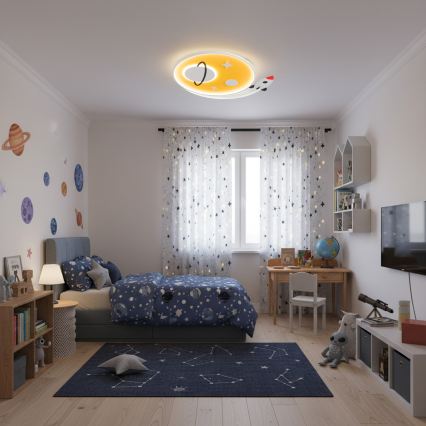 Brilagi - Candeeiro de tecto infantil STARSHIP LED/64W/230V 3000/4500/6000K amarelo