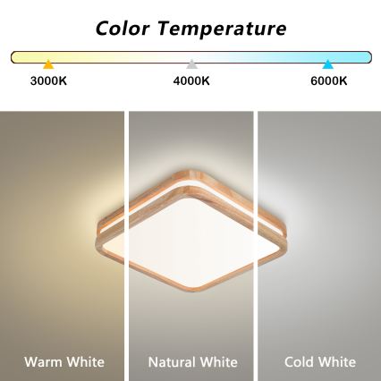 Brilagi - Luminária de teto LED MOLINA SQUARE LED/32W/230V 3000/4000/6000K carvalho 30x30 cm