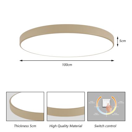 Brilagi - Candeeiro de tecto LED POOL LED/128W/230V 3000/4000/6000K diâmetro 100 cm bege