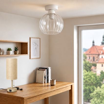 BRILAGI - LED Candeeiro de tecto RETRO GLASS 1xE27/60W/230V Ø 25 cm branco/transparente