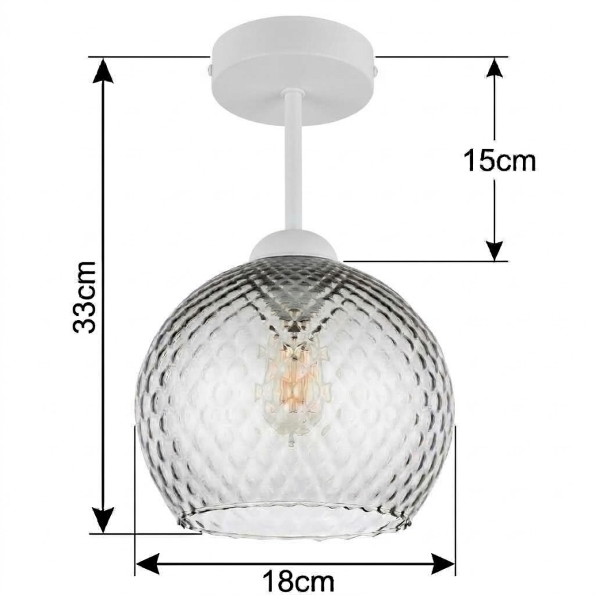 BRILAGI - LED Candeeiro de tecto sobreposto RETRO GLASS 1xE27/60W/230V Ø 18 cm branco/cinzento fumado