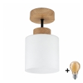 BRILAGI - LED Candeeiro de tecto sobreposto RETRO GLASS 1xE27/60W/230V Ø 10 cm carvalho/branco