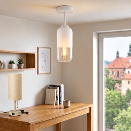 BRILAGI - LED Candeeiro de tecto sobreposto RETRO GLASS 1xE27/60W/230V Ø 14 cm branco