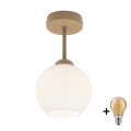 BRILAGI - LED Candeeiro de tecto sobreposto RETRO GLASS 1xE27/60W/230V Ø 15 cm bege/branco