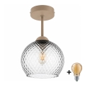 BRILAGI - LED Candeeiro de tecto sobreposto RETRO GLASS 1xE27/60W/230V Ø 18 cm bege/cinzento fumado