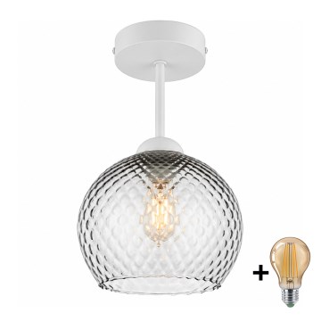 BRILAGI - LED Candeeiro de tecto sobreposto RETRO GLASS 1xE27/60W/230V Ø 18 cm branco/cinzento fumado