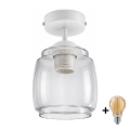 BRILAGI - LED Candeeiro de tecto sobreposto RETRO GLASS 1xE27/60W/230V Ø 26 cm branco/cinzento fumado