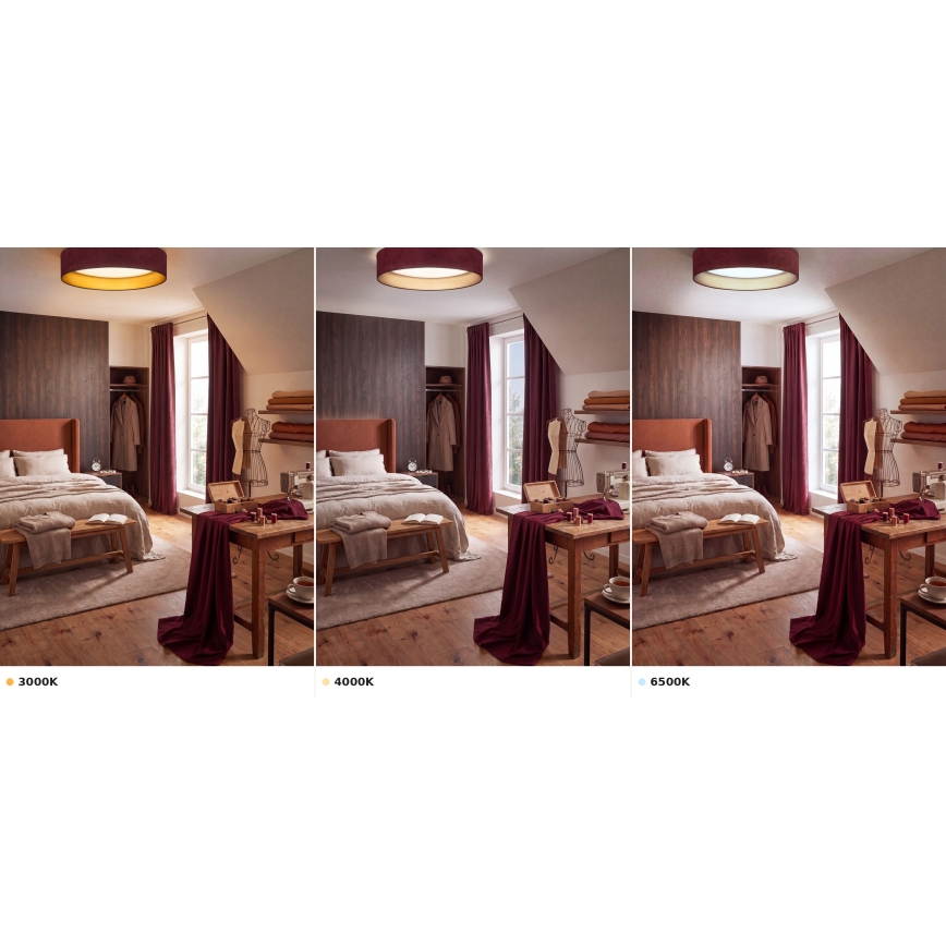 BRILAGI - Candeeiro de teto LED VELVET VARI LED/24W/230V 3000/4000/6500K Ø 45 cm bordô/dourado
