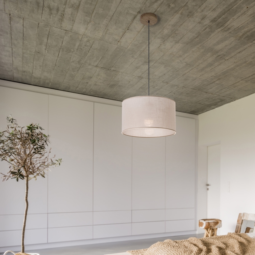 Brilagi - LED Candeeiro de teto suspenso ANTHONY 1xE27/60W/230V carvalho nogueira/bege