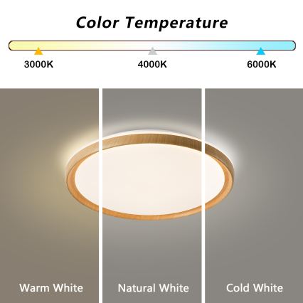 Brilagi - Candeeiro de teto LED dimerizável RIVO LED/72W/230V 3000-6000K, acabamento em madeira, Ø 50 cm + controlo remoto