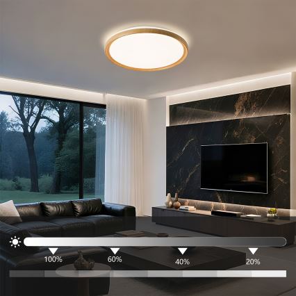 Brilagi - Candeeiro de teto LED dimerizável RIVO LED/72W/230V 3000-6000K, acabamento em madeira, Ø 50 cm + controlo remoto