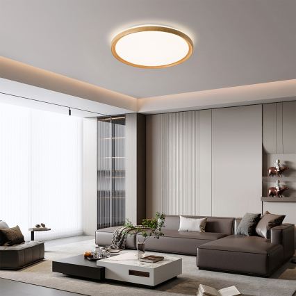 Brilagi - Candeeiro de teto LED dimerizável RIVO LED/72W/230V 3000-6000K, acabamento em madeira, Ø 50 cm + controlo remoto