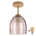 BRILAGI - LED Candeeiro de teto de sobrepor RETRO GLASS 1xE27/60W/230V Ø 17 cm bege/fumado bege