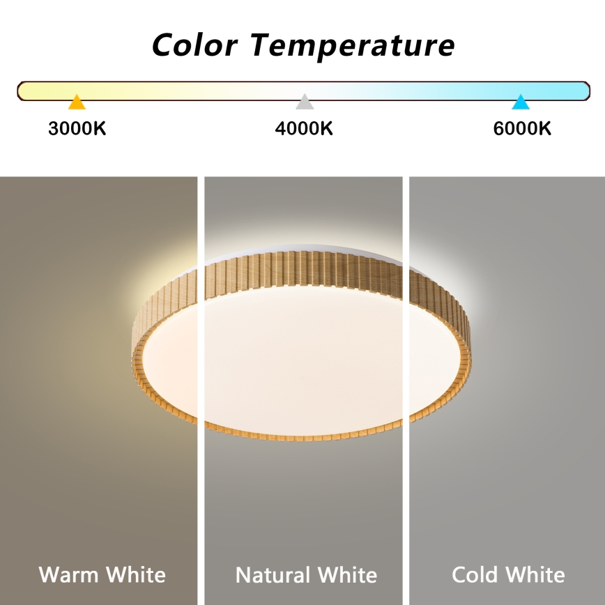 Brilagi - Luminária de teto LED dimerizável CORVO LED/72W/230V 3000-6000K acabamento em madeira Ø 50 cm + controlo remoto