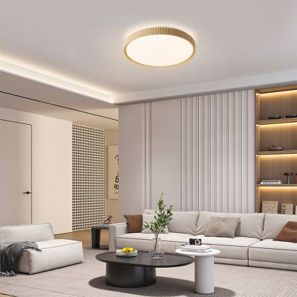 Brilagi - Luminária de teto LED dimerizável CORVO LED/72W/230V 3000-6000K acabamento em madeira Ø 50 cm + controlo remoto
