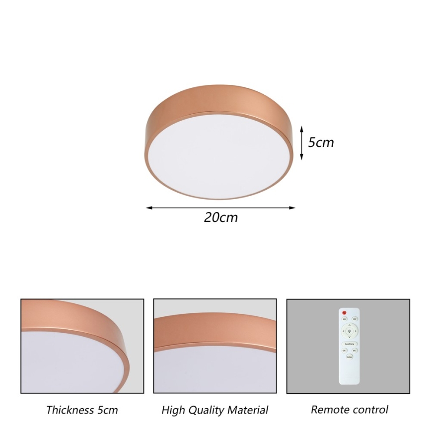 BRILAGI - Candeeiro de teto LED dimerizável POOL LED/24W/230V 3000-6000K pr. 20 cm cobre + controlo remoto