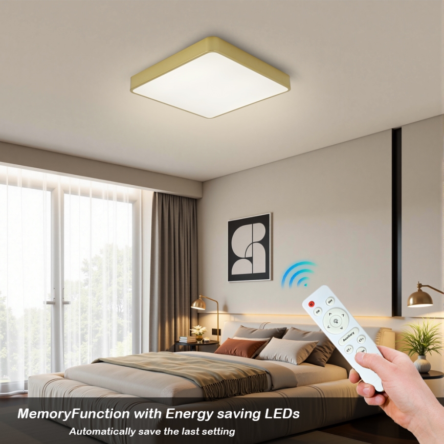 BRILAGI - Candeeiro de tecto LED regulável POOL SQUARE LED/48W/230V 3000-6000K 50x50 cm dourado + comando à distância