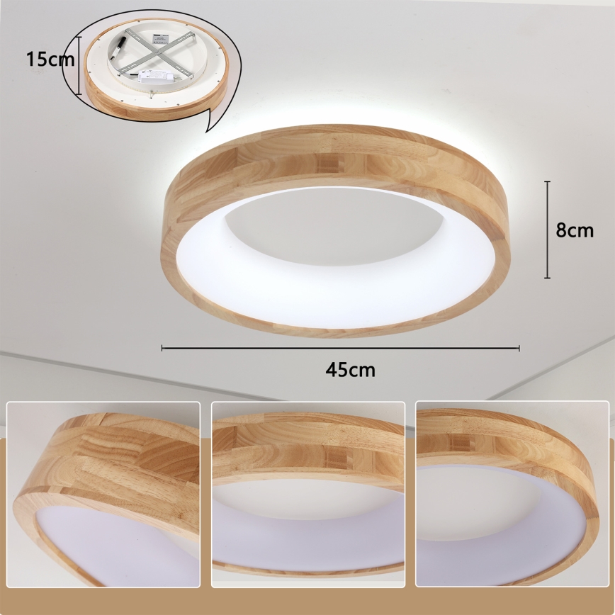 Brilagi - Luminária de teto LED FALCON WOOD LED/30W/230V 3000/4000/6000K Ø 45 cm acabamento em madeira