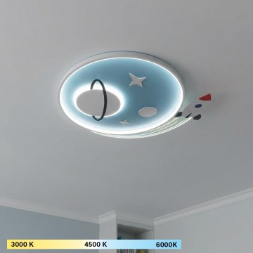 Brilagi -LED Candeeiro de teto infantil STARSHIP LED/64W/230V 3000/4500K azul