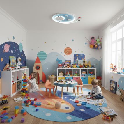 Brilagi -LED Candeeiro de teto infantil STARSHIP LED/64W/230V 3000/4500K azul