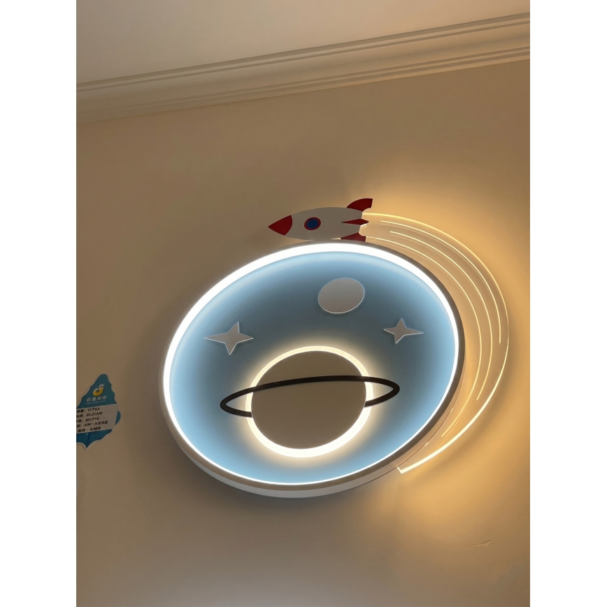 Brilagi -LED Candeeiro de teto infantil STARSHIP LED/64W/230V 3000/4500K azul