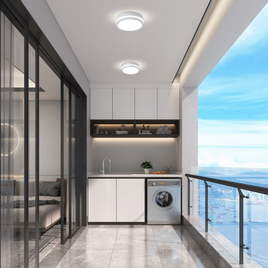 Brilagi - LED Candeeiro de teto para exterior BENE LED/18W/230V Ø 21,5 cm branco IP54