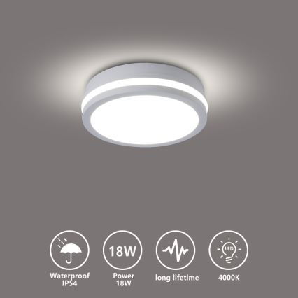 Brilagi - LED Candeeiro de teto para exterior BENE LED/18W/230V Ø 21,5 cm branco IP54