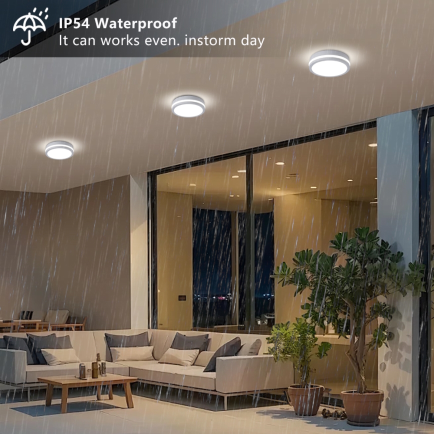 Brilagi - LED Candeeiro de teto para exterior BENE LED/18W/230V Ø 21,5 cm branco IP54