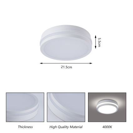 Brilagi - LED Candeeiro de teto para exterior BENE LED/18W/230V Ø 21,5 cm branco IP54