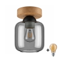 BRILAGI - LED Candeeiro de teto RETRO GLASS 1xE27/60W/230V Ø 14 cm carvalho/cinzento fumado