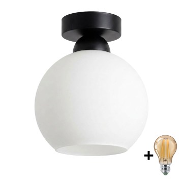 BRILAGI - LED candeeiro de teto RETRO GLASS 1xE27/60W/230V Ø 15 cm preto/branco