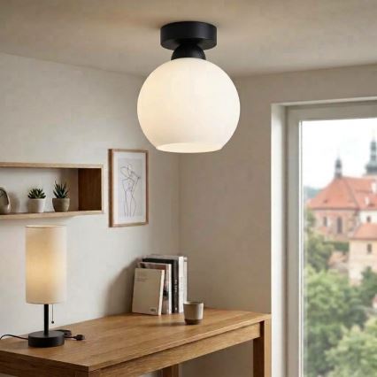 BRILAGI - LED candeeiro de teto RETRO GLASS 1xE27/60W/230V Ø 15 cm preto/branco