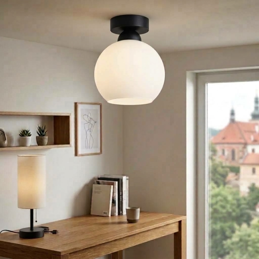 BRILAGI - LED candeeiro de teto RETRO GLASS 1xE27/60W/230V Ø 15 cm preto/branco