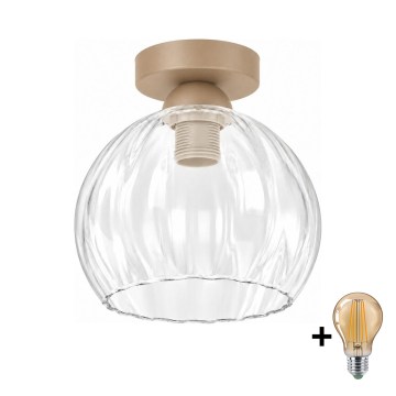 BRILAGI - LED candeeiro de teto RETRO GLASS 1xE27/60W/230V Ø 25 cm bege/transparente