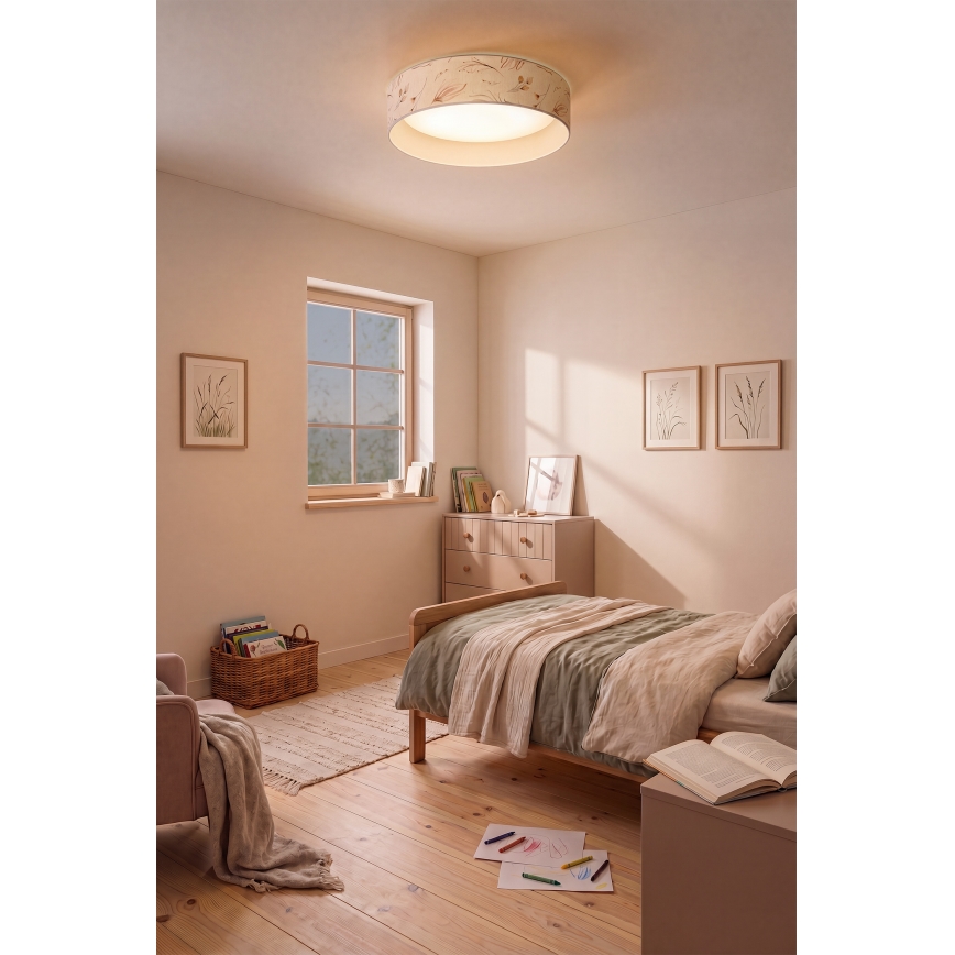 Brilagi - Candeeiro de tecto LED VELVET SIMPLE, 24 W, 230 V, 3000 K, Ø 45 cm, branco / padrão floral