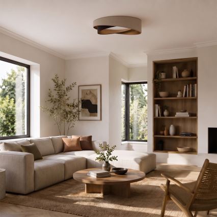 BRILAGI - Candeeiro de teto LED VELVET TWIST LED/24W/230V 4000K diâmetro 55 cm bege/castanho/dourado