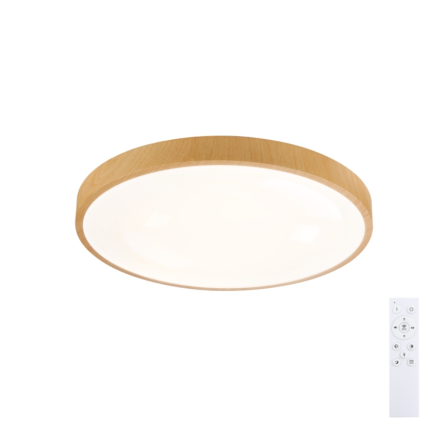 Brilagi - Luminária de teto LED dimerizável GLASS POOL DOUBLE LED/48W/230V 3000-6000K 40 cm acabamento em madeira + controlo remoto