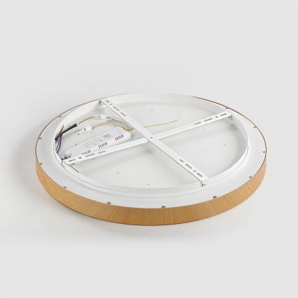 Brilagi - Luminária de teto LED dimerizável GLASS POOL DOUBLE LED/48W/230V 3000-6000K 40 cm acabamento em madeira + controlo remoto