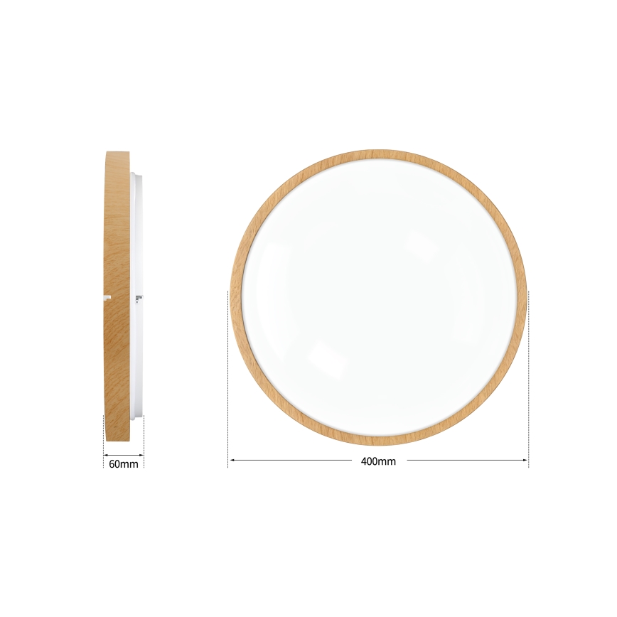 Brilagi - Luminária de teto LED dimerizável GLASS POOL DOUBLE LED/48W/230V 3000-6000K 40 cm acabamento em madeira + controlo remoto