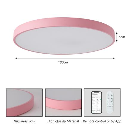 Brilagi - Luminária LED dimerizável POOL SMART LED/128W/230V Ø 100 cm 3000-6000K Wi-Fi Tuya + controlo remoto rosa