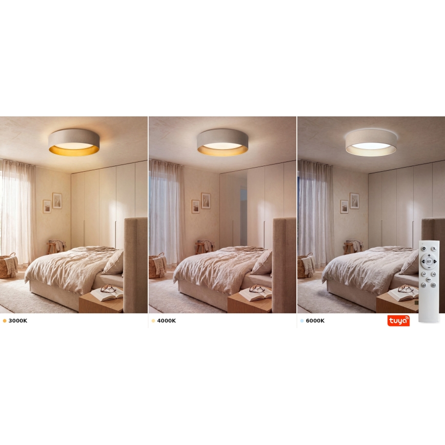 Brilagi - Plafon LED regulável VELVET SMARTIX STARS LED/36W/230V 3000-6000K diâmetro 55 cm creme/dourado Wi-Fi Tuya Beacon + comando remoto