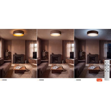 Brilagi - Candeeiro de tecto LED regulável VELVET SMARTIX LED/24 W/230 V 3000–6000 K Ø 45 cm castanho/dourado Wi‑Fi Tuya Beacon + controlo remoto