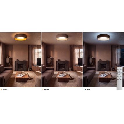 Brilagi - Luminária de tecto LED regulável VELVET SMART VARI LED/36W/230V 3000-6500K Ø 55 cm castanho/dourado + comando remoto